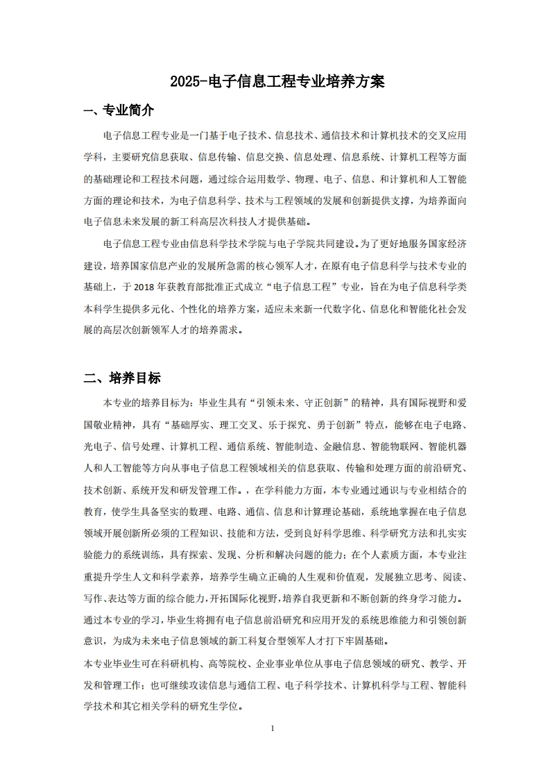 (2)-2025-电子信息工程专业培养方案新质力文库 - 聚焦新质生产力发展的数字化知识库_行业洞察 / 理论成果 / 实践指南免费下载新质力文库