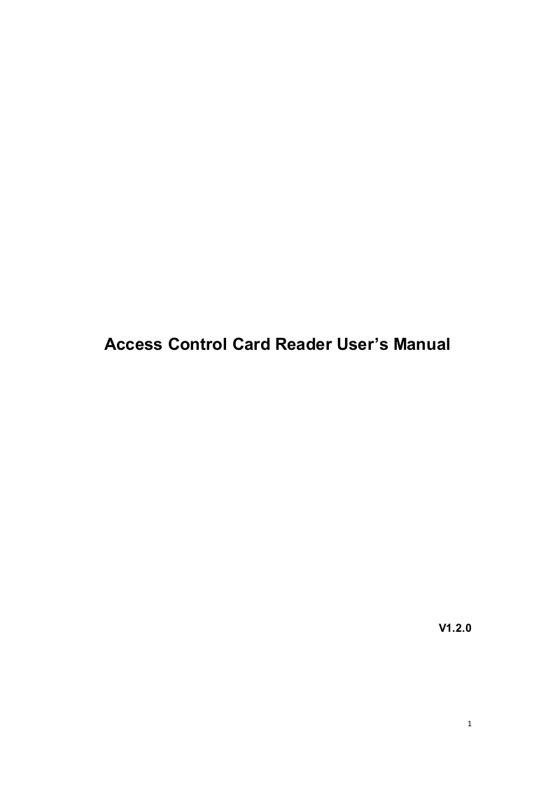 (ASR1100A1101A)AccessControlCardReader安装调试说明书手册V1.2.0201503