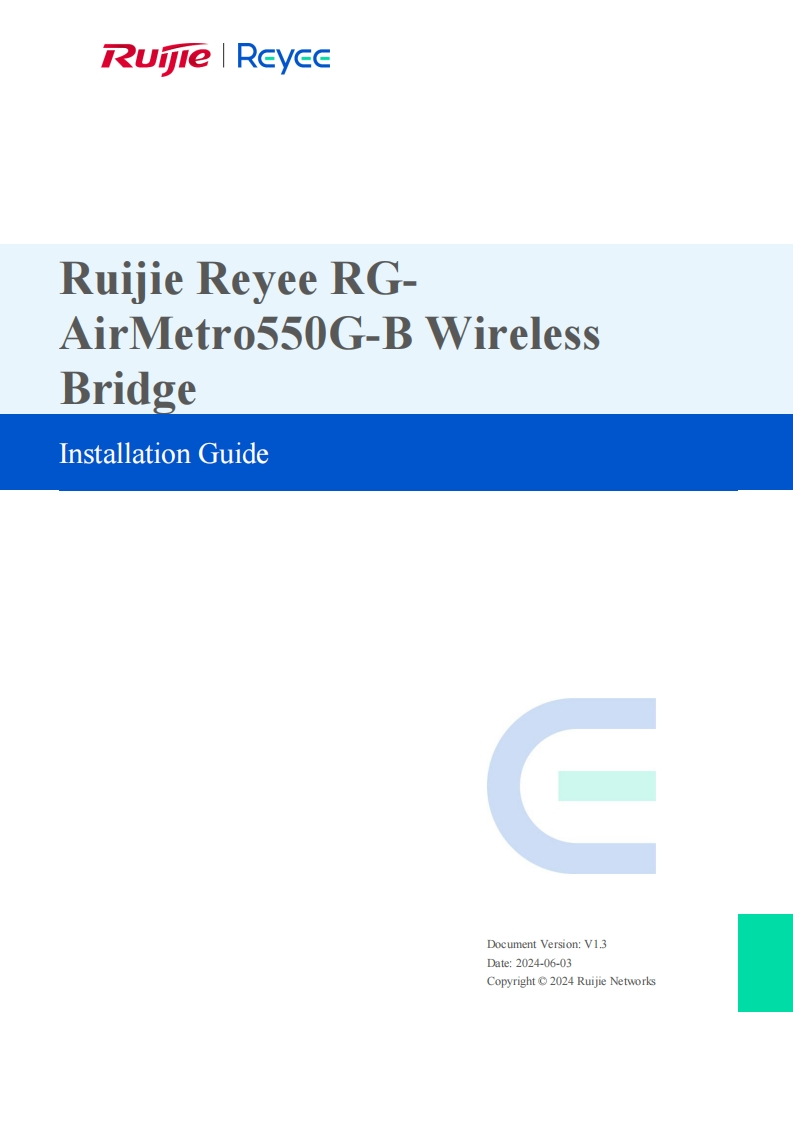 00-Ruijie-Reyee-RG-AirMetro550G-B-Wireless-Bridge-安装说明书手册-(V1.3)