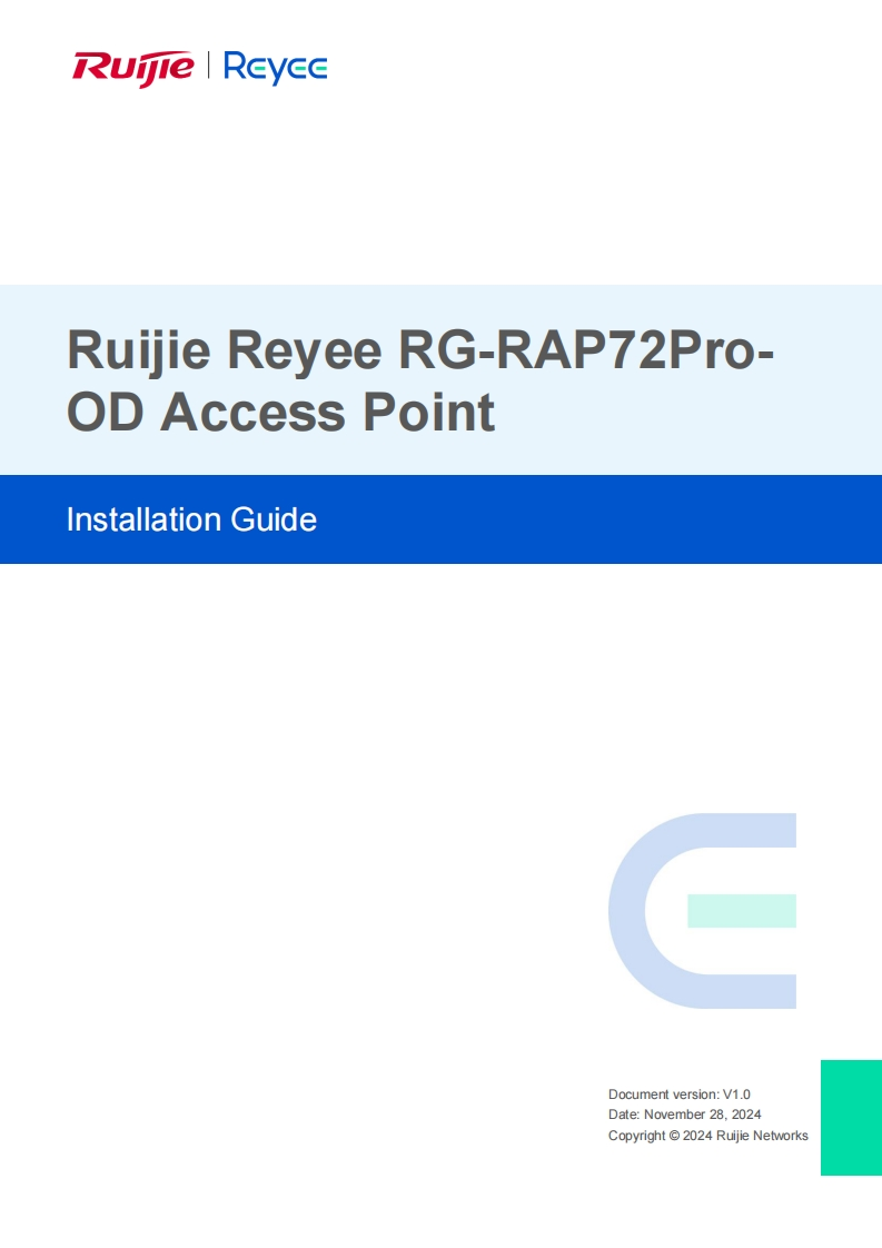 00-Ruijie-Reyee-RG-RAP72Pro-OD-Access-Point-安装说明书手册-(V1.0)