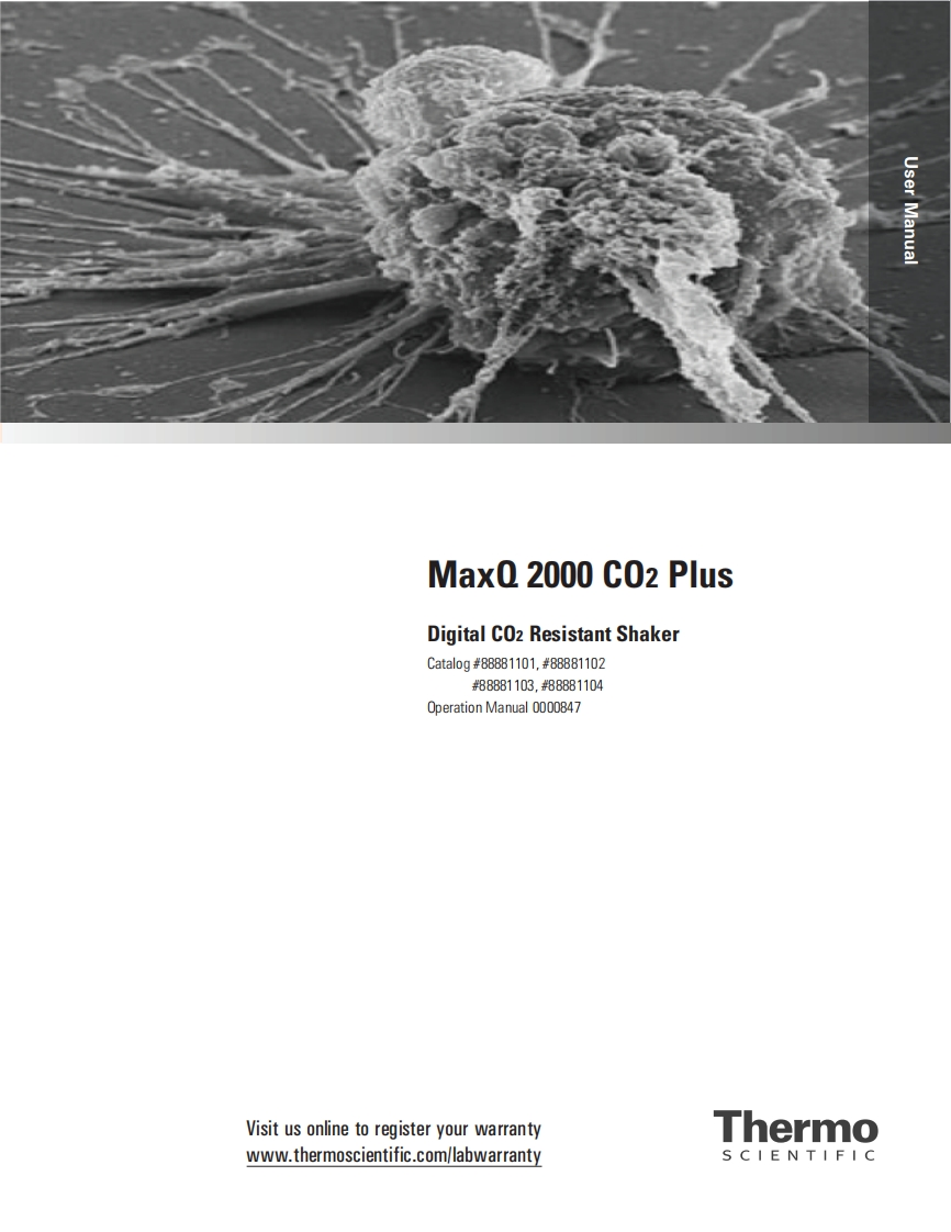0000847-Rev-1-MaxQ-2000-CO2-Plus-Digital-CO2-Resistant-Shaker-Operation-操作说明书手册