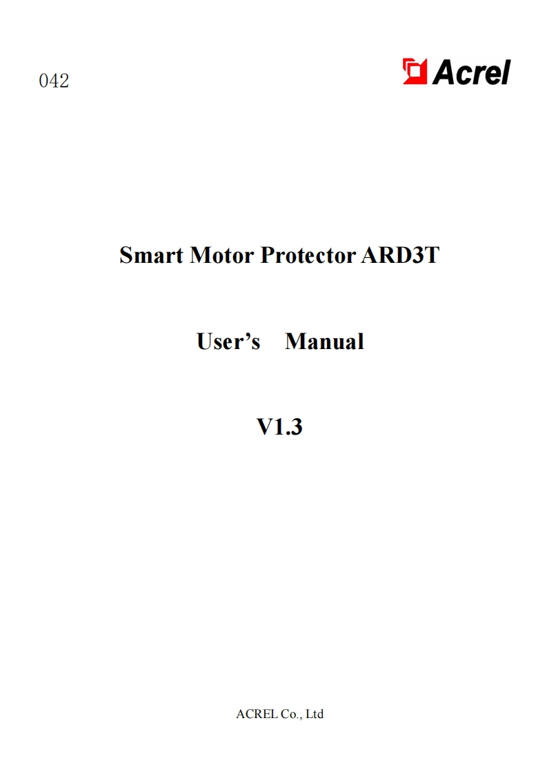 042ARD3T智能电动机保护器说明书(英文)V1.322.8.12(V1.1)