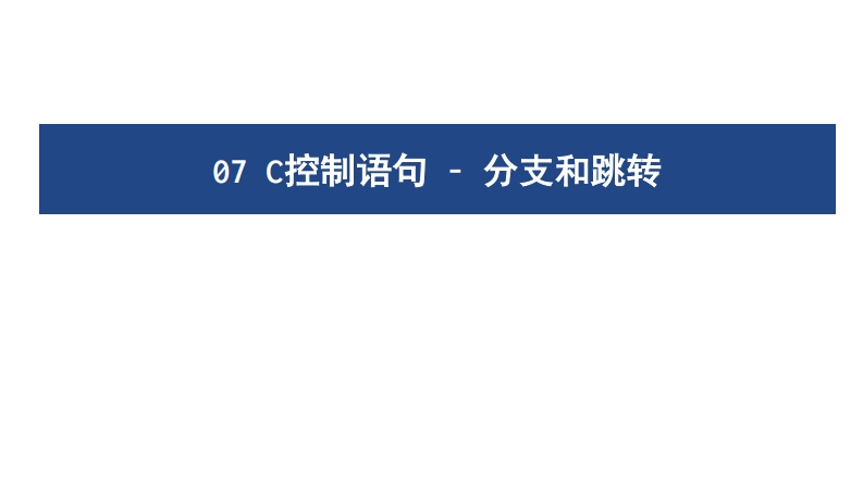 07C控制语句-分支和跳转