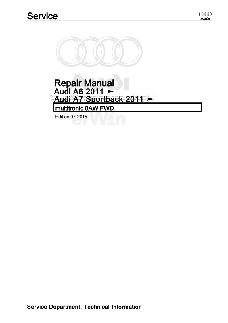 0aw_变速箱维修手册