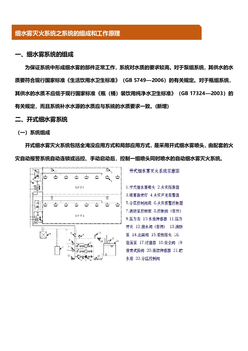 10、细水雾灭火系统之系统的组成和工作原理