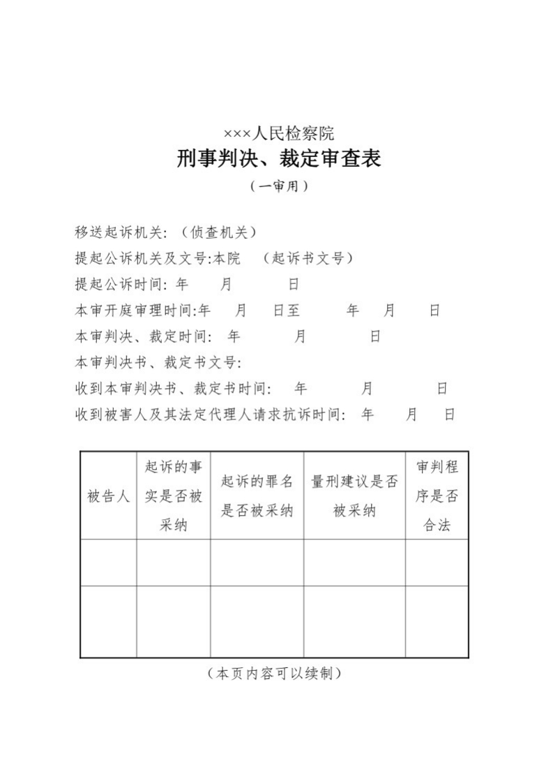 153刑事判决、裁定审查表（一审案件用）