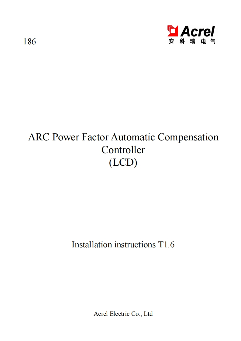 186ARC功率因数自动补偿控制器说明书液晶显示型(英文)T1.6