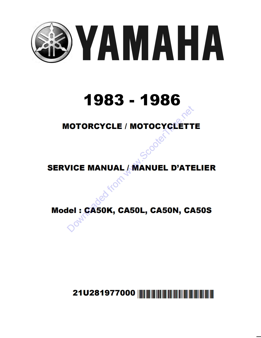 1983-1986_Yamaha_CA50_摩托车维修手册
