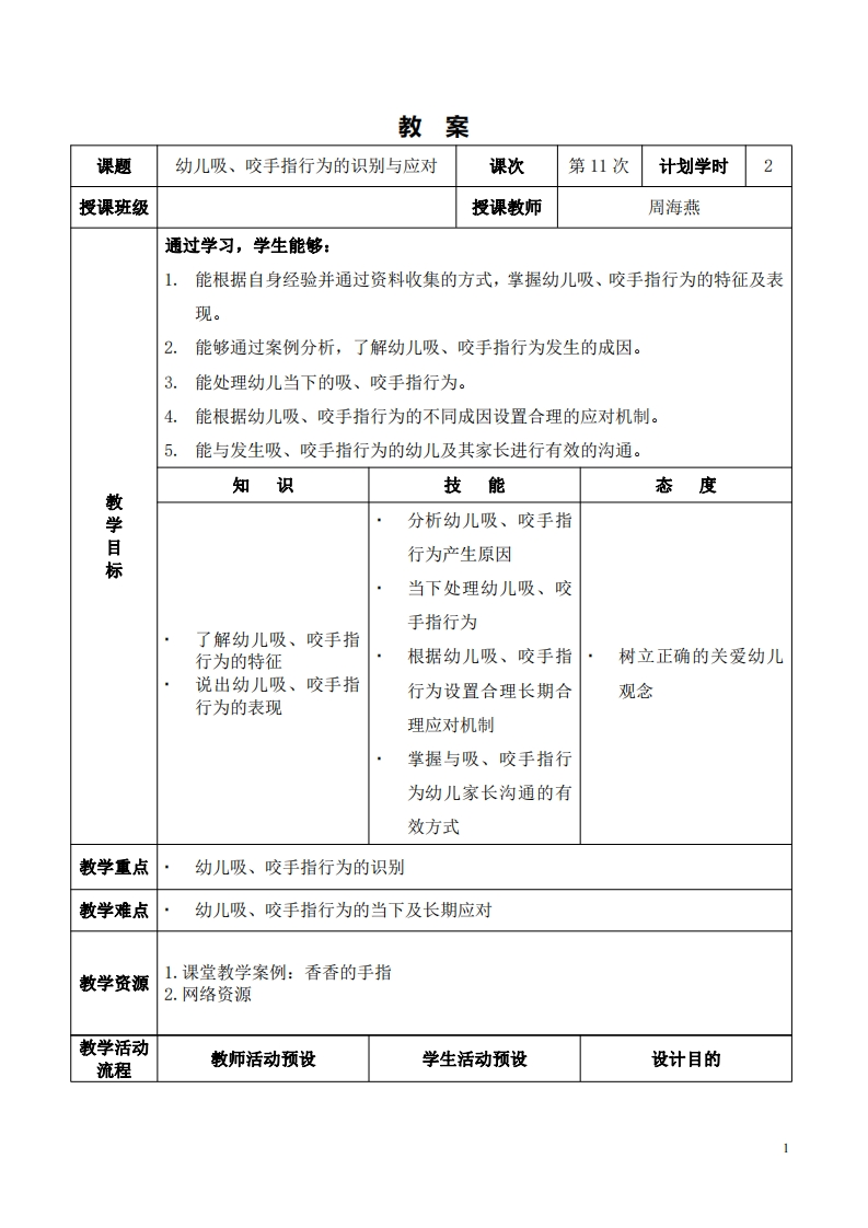 2.8-课程设计_幼儿吸、咬手指行为的识别与应对