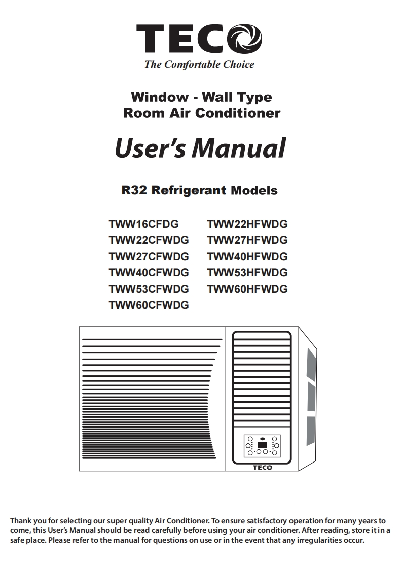 200714-TWW-R32-Series-User-s-manual操作说明书手册-All-Models-GCA-v7