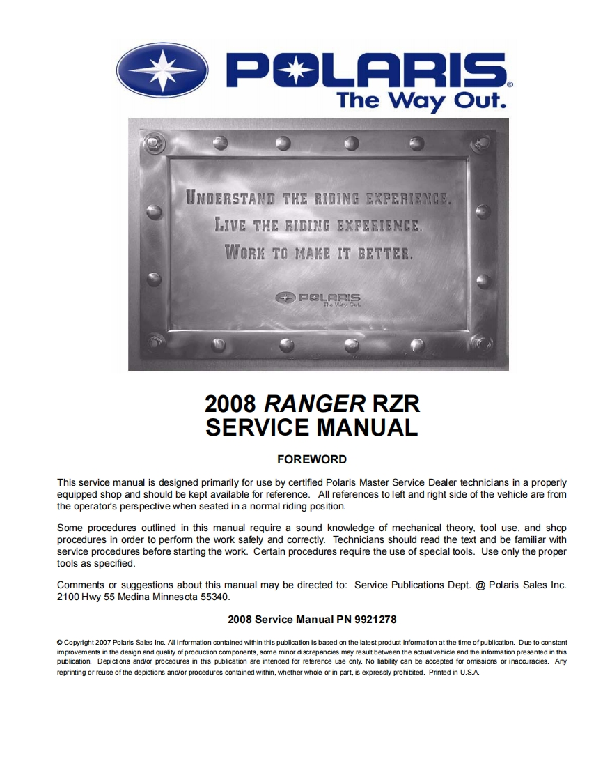 2008-rzr-service-manual维修维护手册