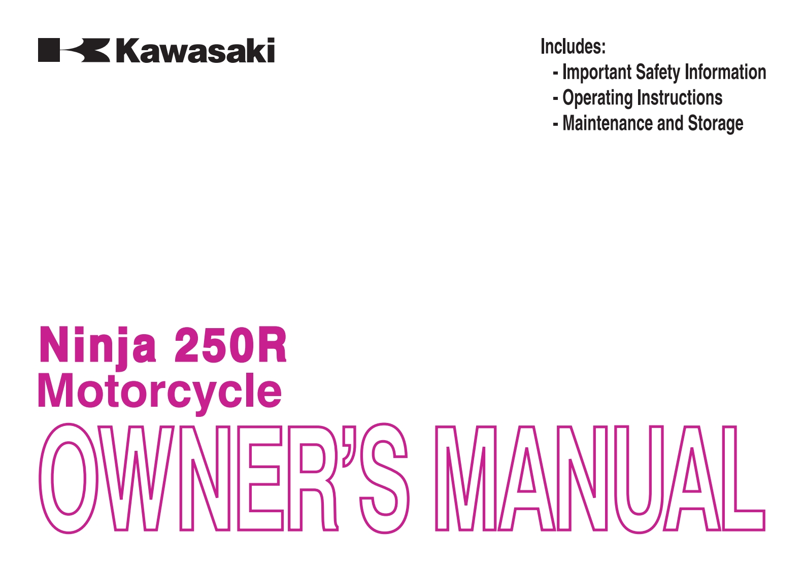 2012-Kawasaki-Ninja-250R-Owners-Manual摩托车驾驶与日常维护保养手册