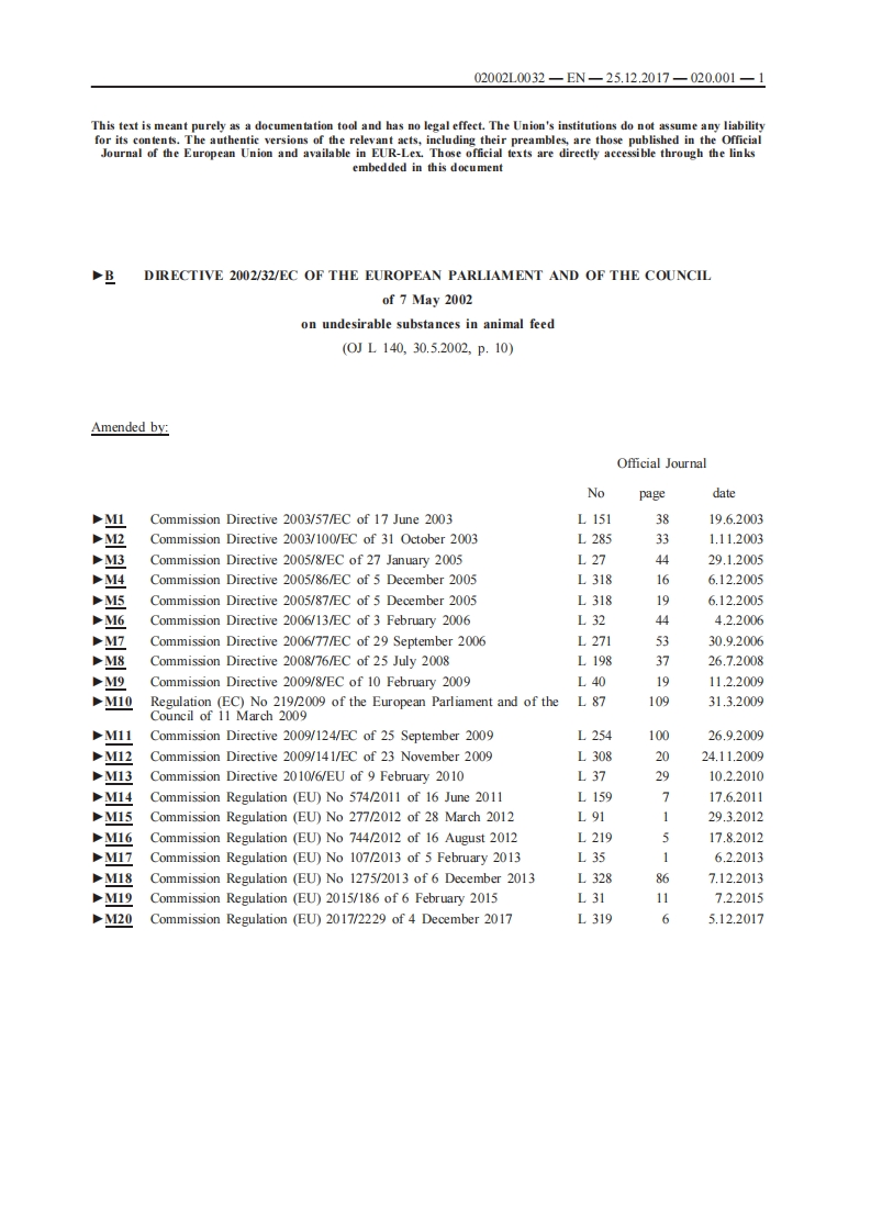 2017DIRECTIVE2002-32-EC-JULY2010-卫生指标(1)