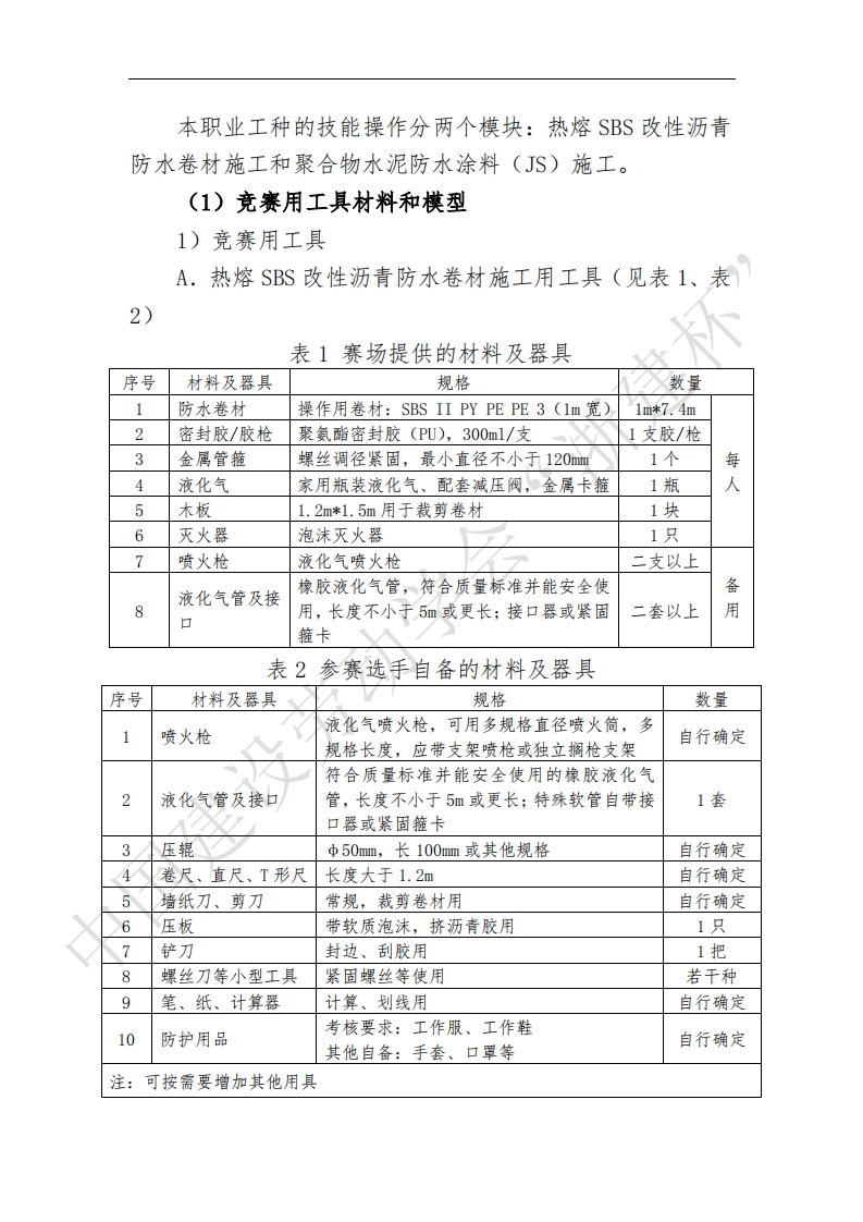 2018“浙建杯”防水工技能操作竞赛试题