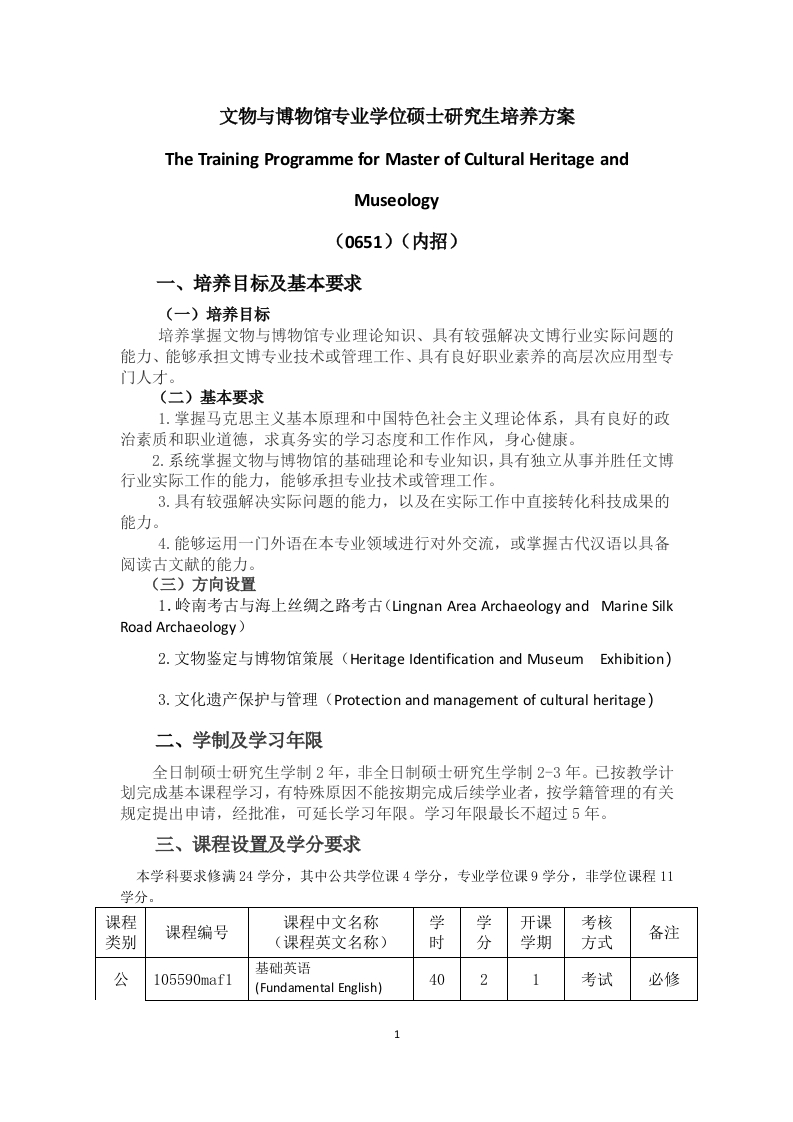 20190523文物与博物馆专硕内招培养方案