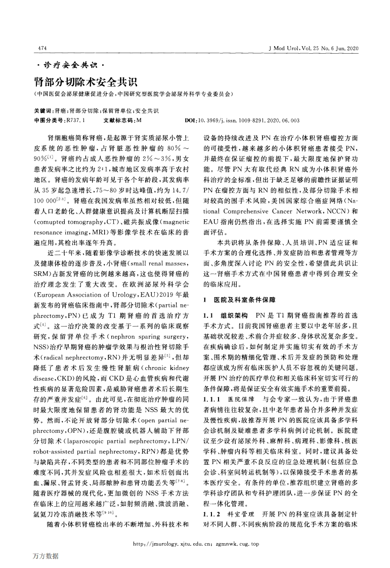 2020肾部分切除安全共识