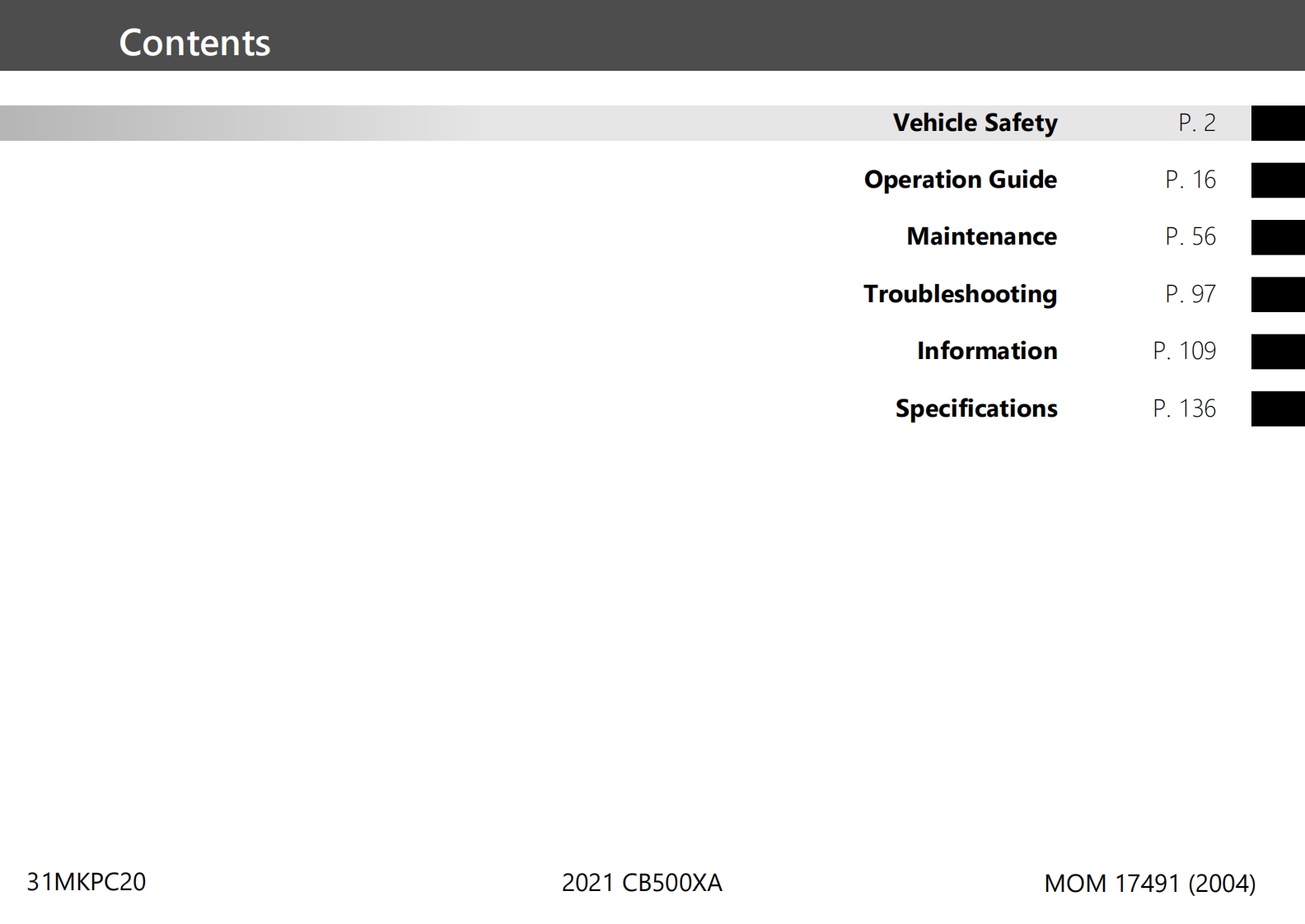 2021-Honda-CB500X-manual-maintenance-schedule摩托车驾驶与日常维护保养手册