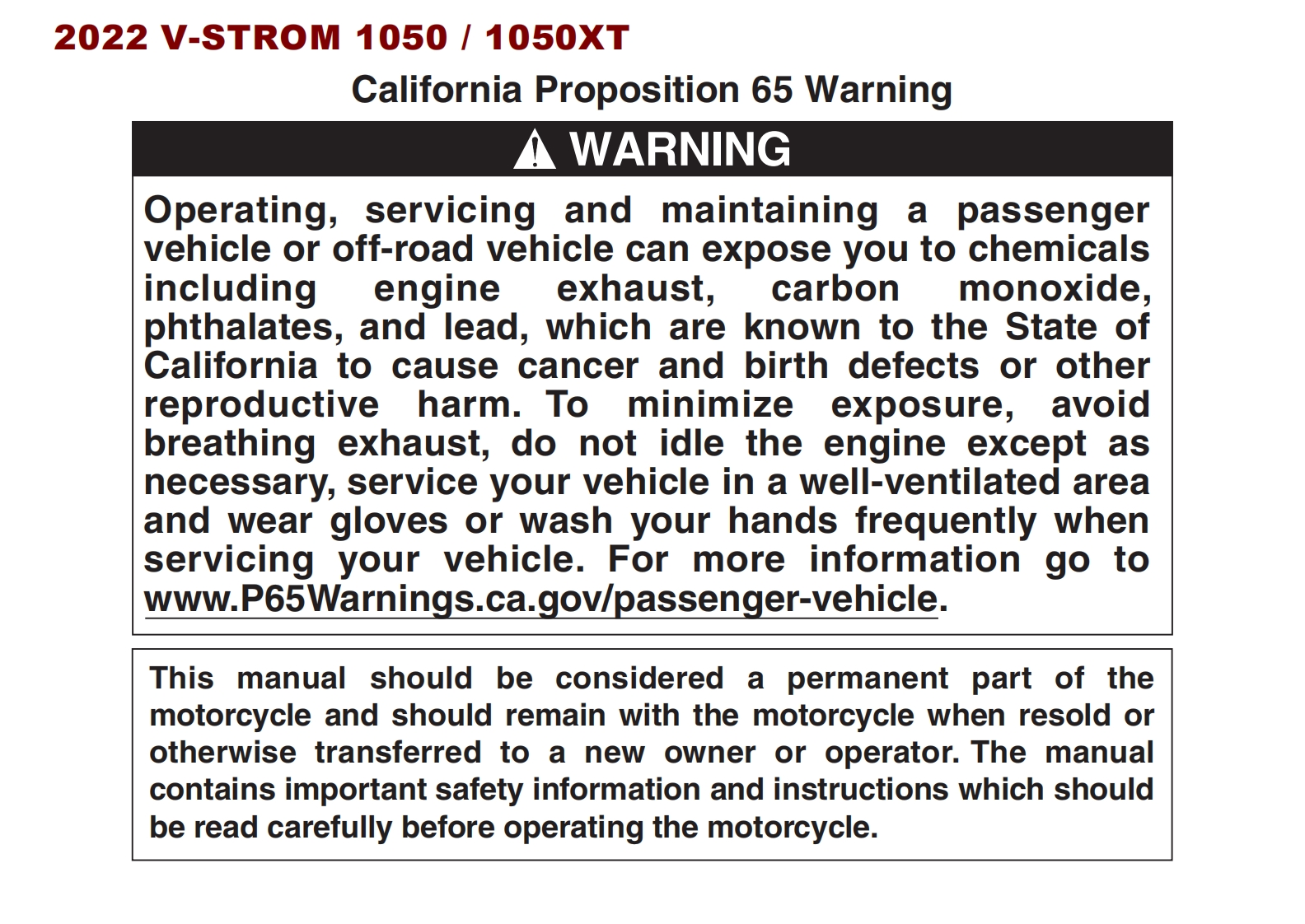 2022-Suzuki-V-Strom-1050XT-manual摩托车驾驶与日常维护保养手册