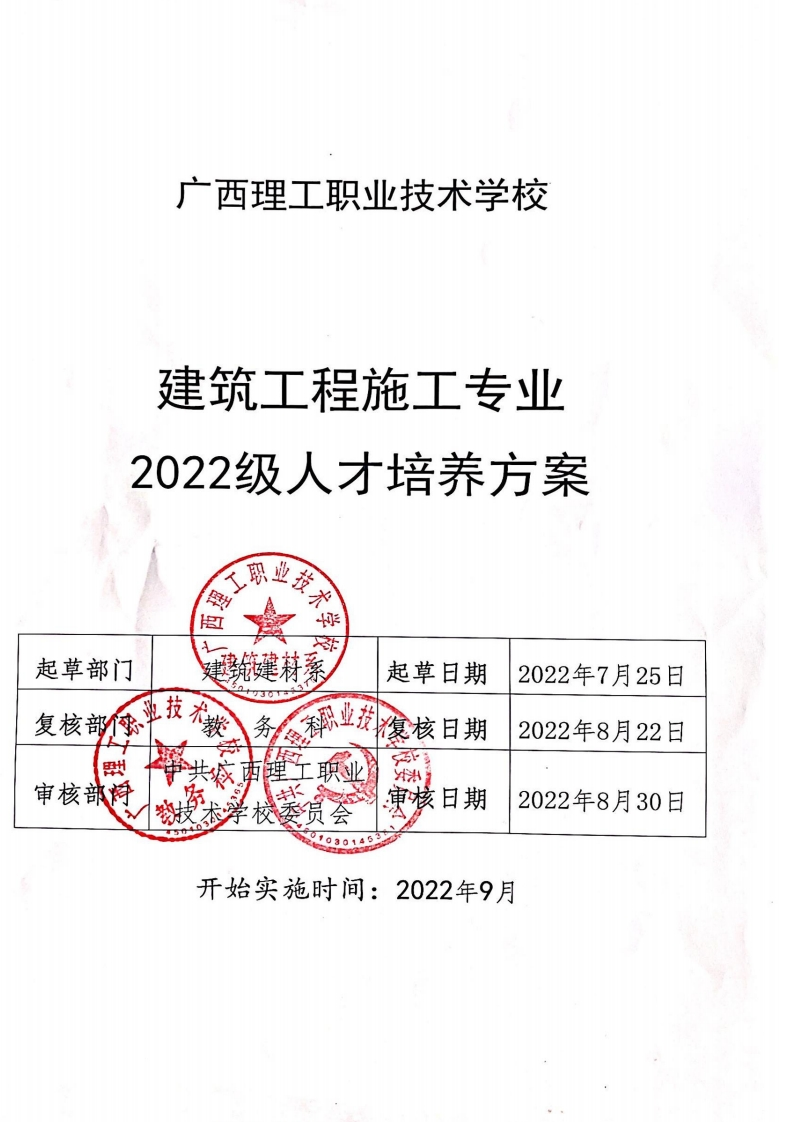 2022级建筑工程施工专业人才培养方案