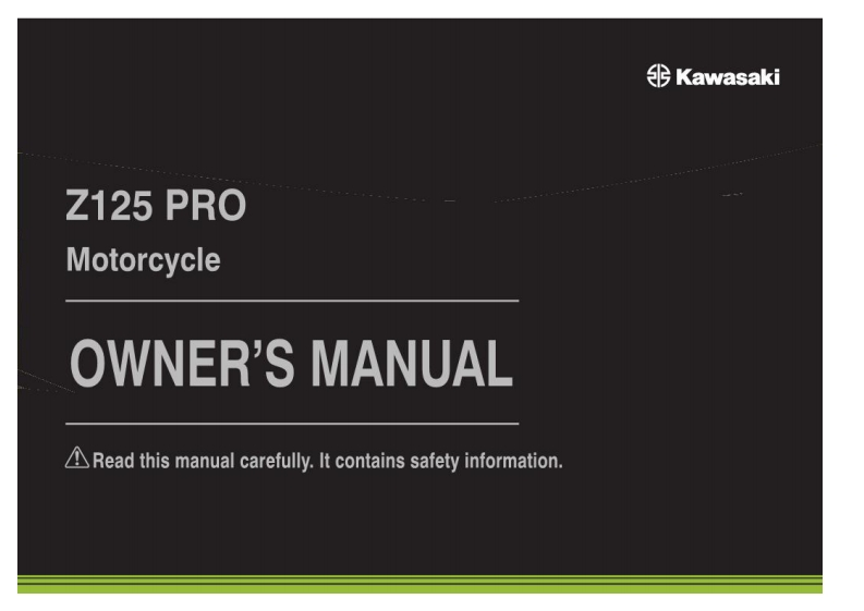 2023-Kawasaki-Z125-Pro-Owners-Manual-PDF摩托车驾驶与日常维护保养手册