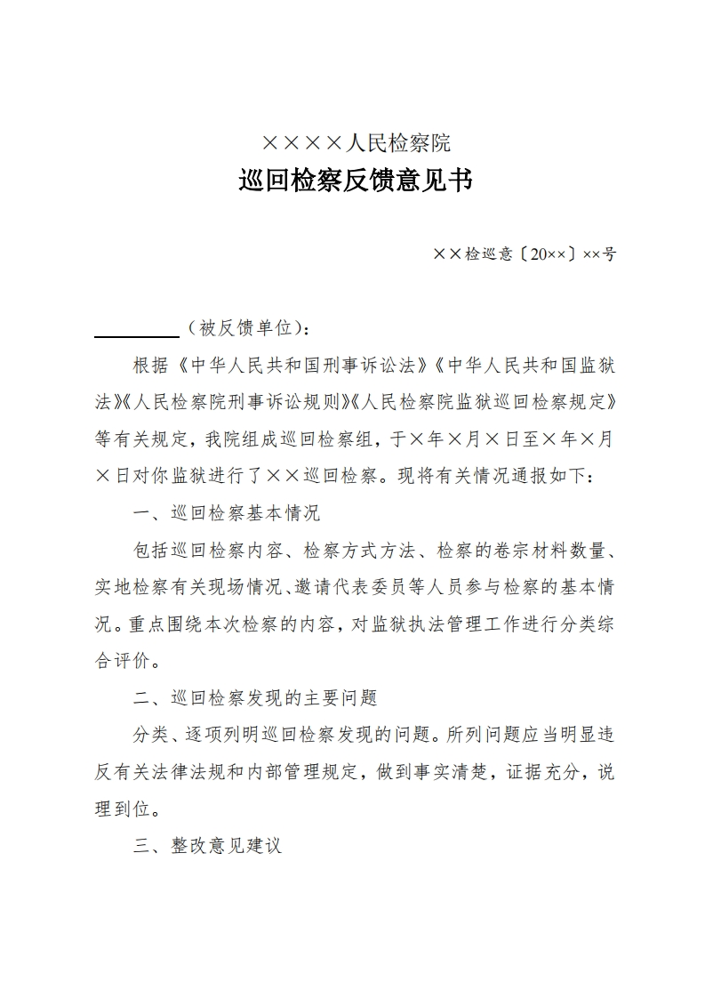 229巡回检察反馈意见书