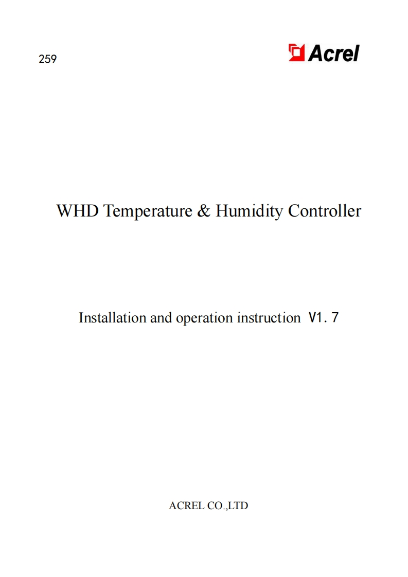 259WHD温湿度控制器安装使用说明书（英文）V1.72025210(V5.3)