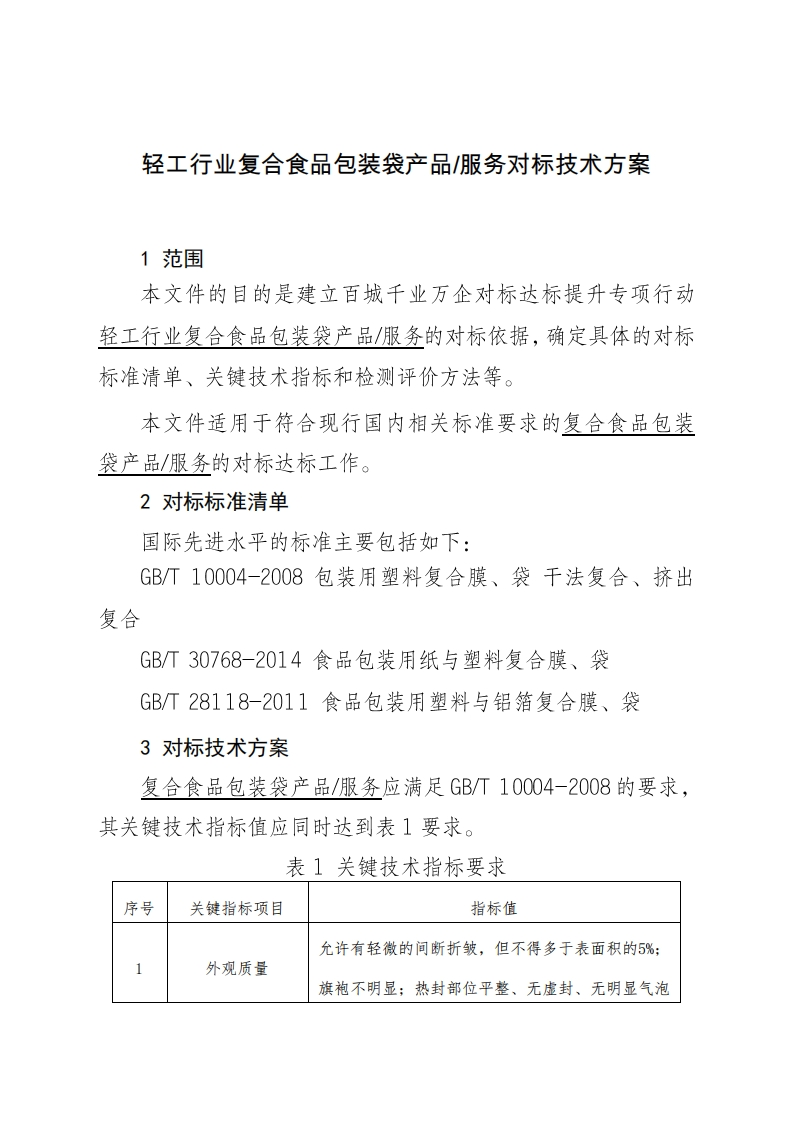 26-1、复合食品包装袋对标技术方案（征求意见稿）