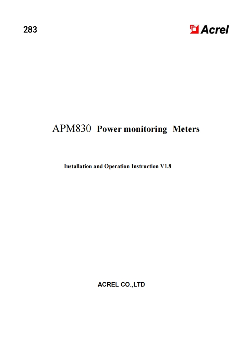 283APM830电能质量监测仪表安装使用说明书V1.8(英文)-20230801(V3.2)