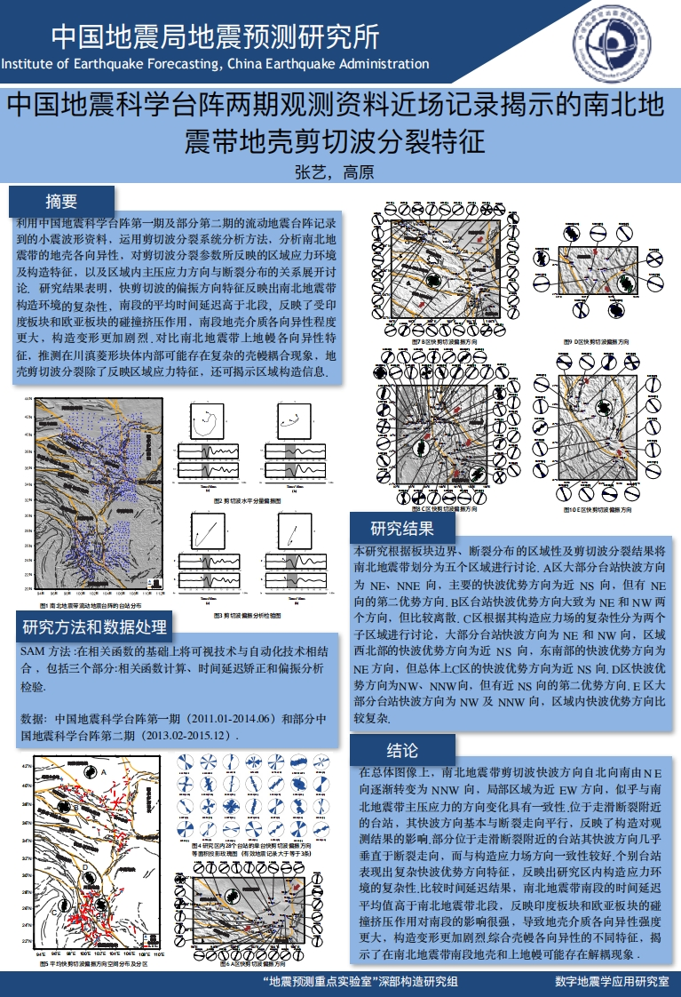 3.23-6中国地震科学台阵两期观测资料近场记录揭示的南北地震带地壳剪切波分裂特征_张艺