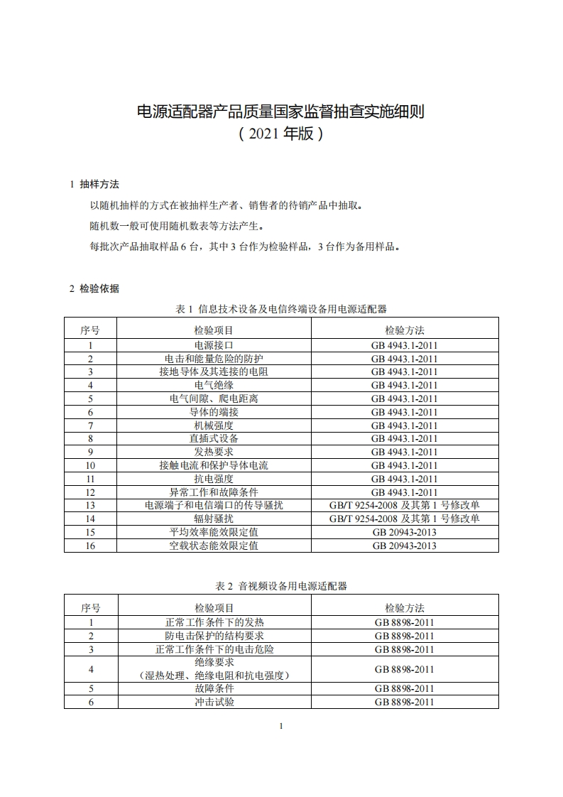 30-电源适配器产品质量国家监督抽查实施细则（2021年版）
