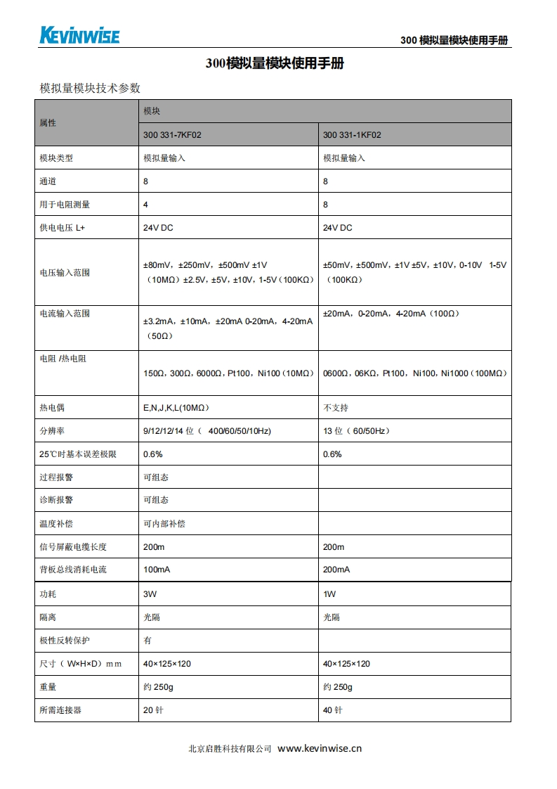 300模拟量模块使用说明书手册