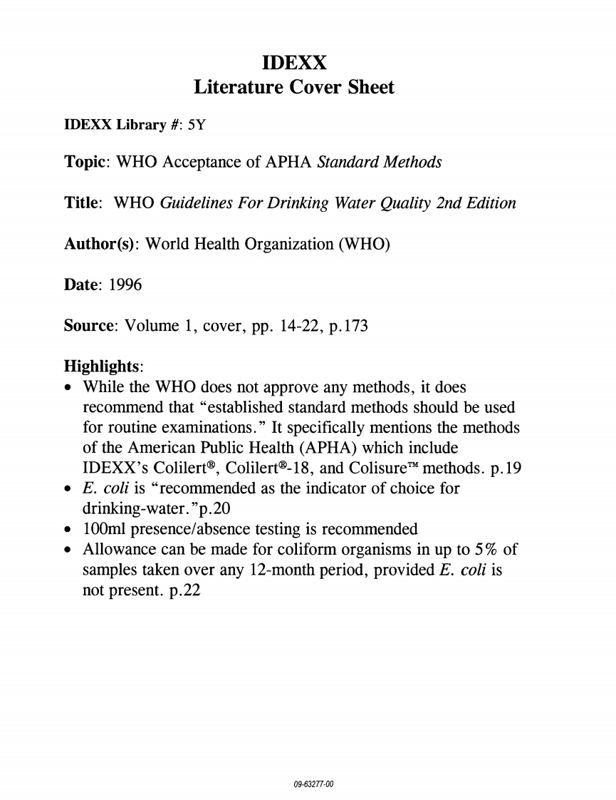 37-WHO接受美国公共安全（APHA）的标准方法5Y