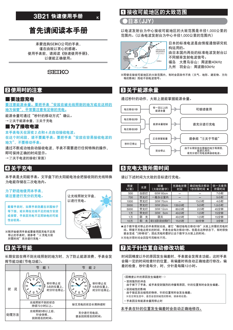 3B21手表使用说明书手册
