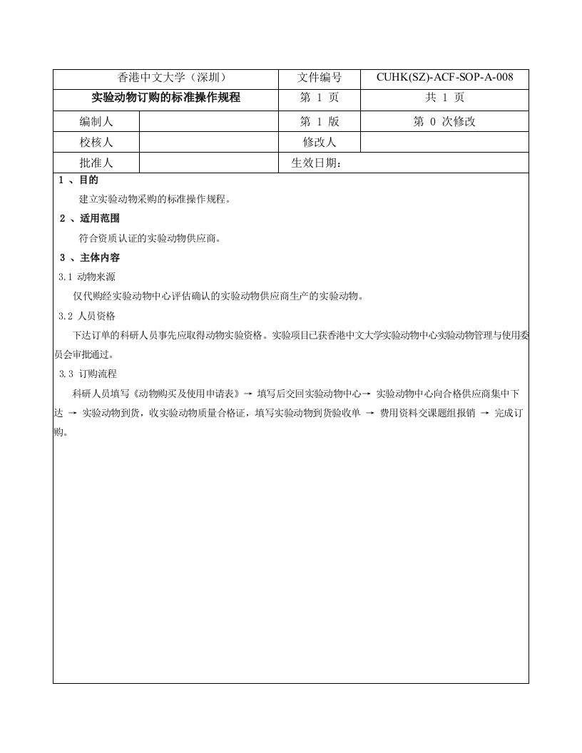 4.实验动物订购的标准操作规程