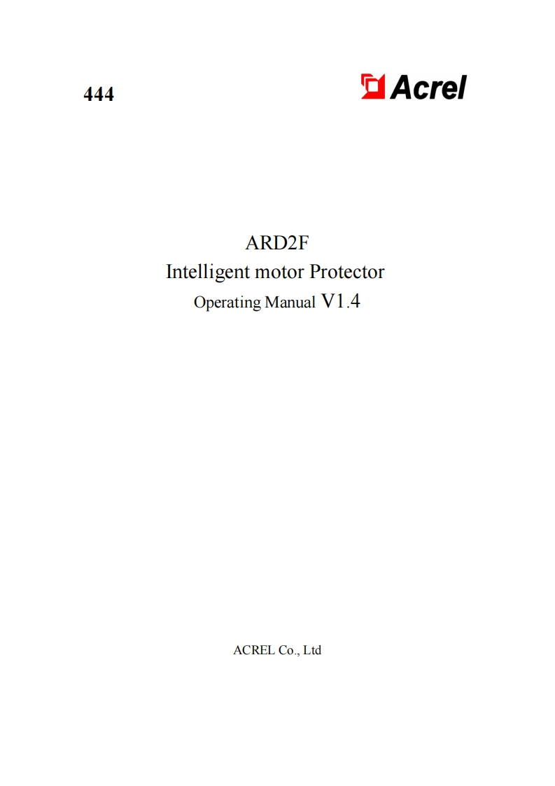 444ARD2F智能电动机保护器使用说明书英文V1.422.9.5(V2.2)