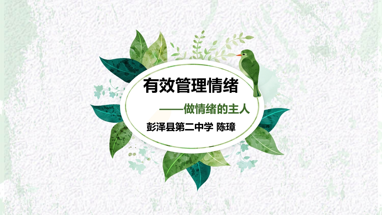 44高中主题班会《有效情绪管理---做情绪的主人》陈璋【市级】优质课1