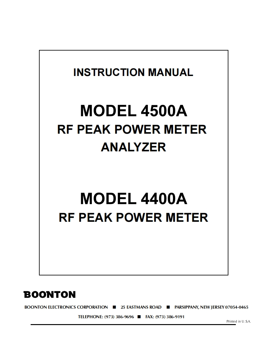 4500A--操作说明书手册
