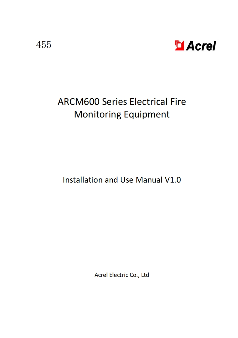 455ARCM600系列电气火灾监控设备安装使用说明书（英文）V1.0220301(V1.2)