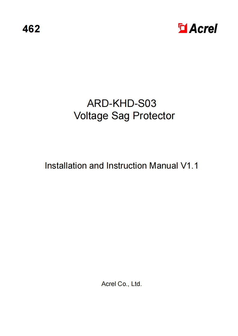 462ARD-KHD-S03抗晃电装置安装使用说明书(英文)V1.122.4.06(V1.2)