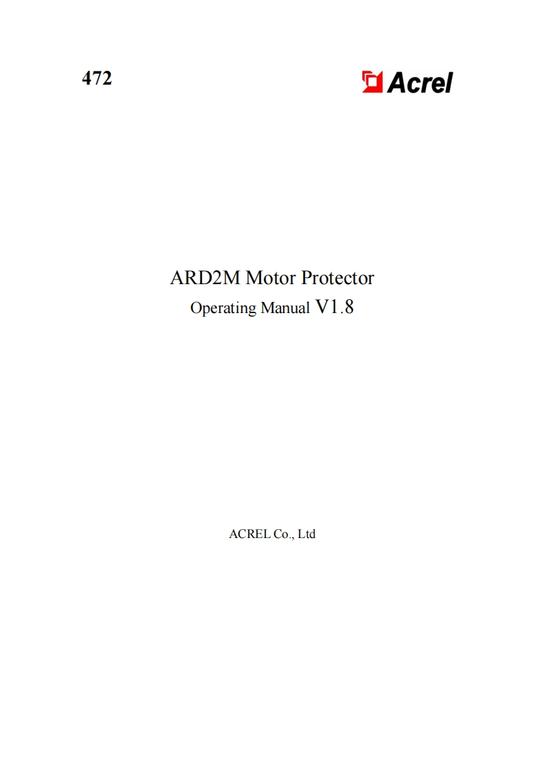 472ARD2M电动机保护器使用说明书V1.8英文(V1.1)
