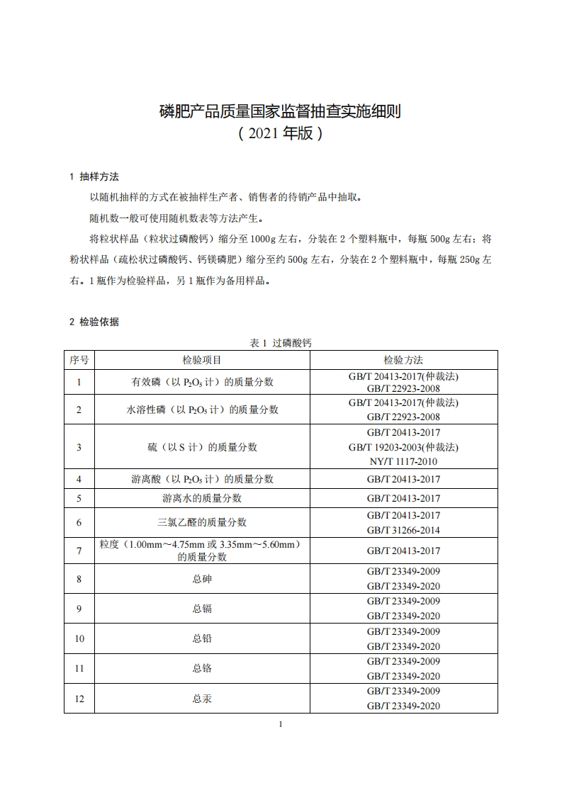 48-磷肥产品质量国家监督抽查实施细则（2021年版）