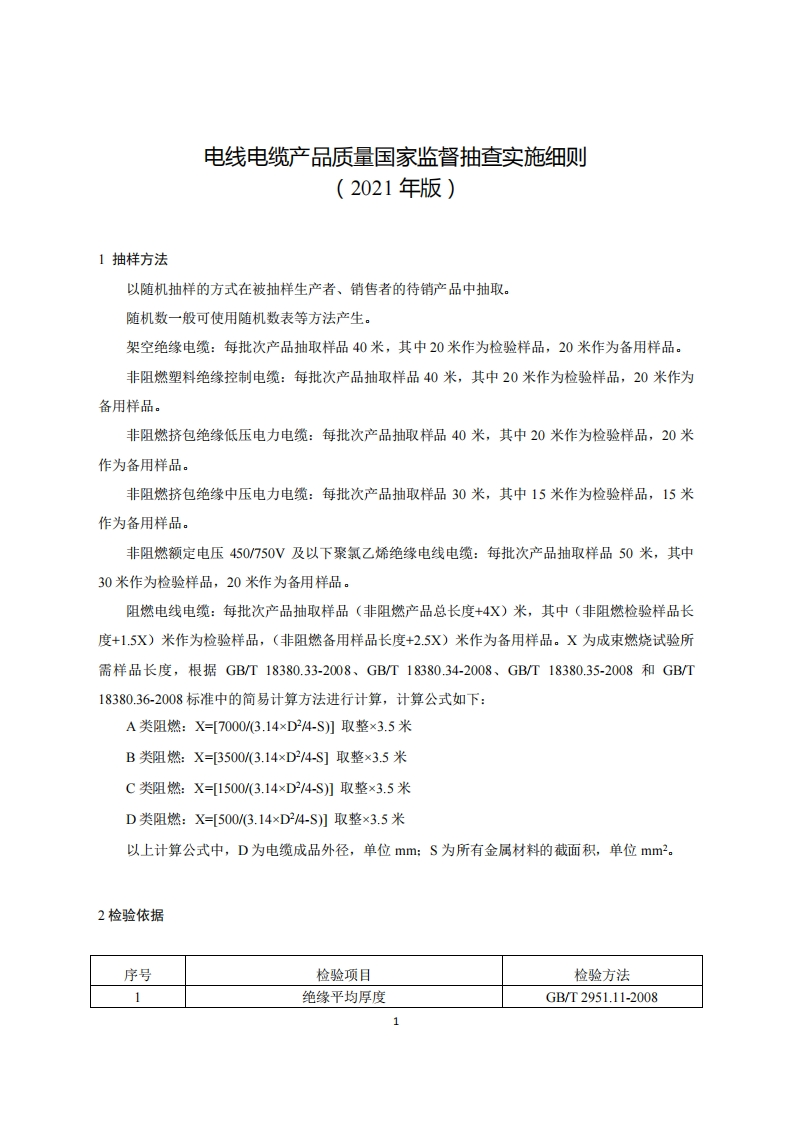 59-电线电缆产品质量国家监督抽查实施细则（2021年版）