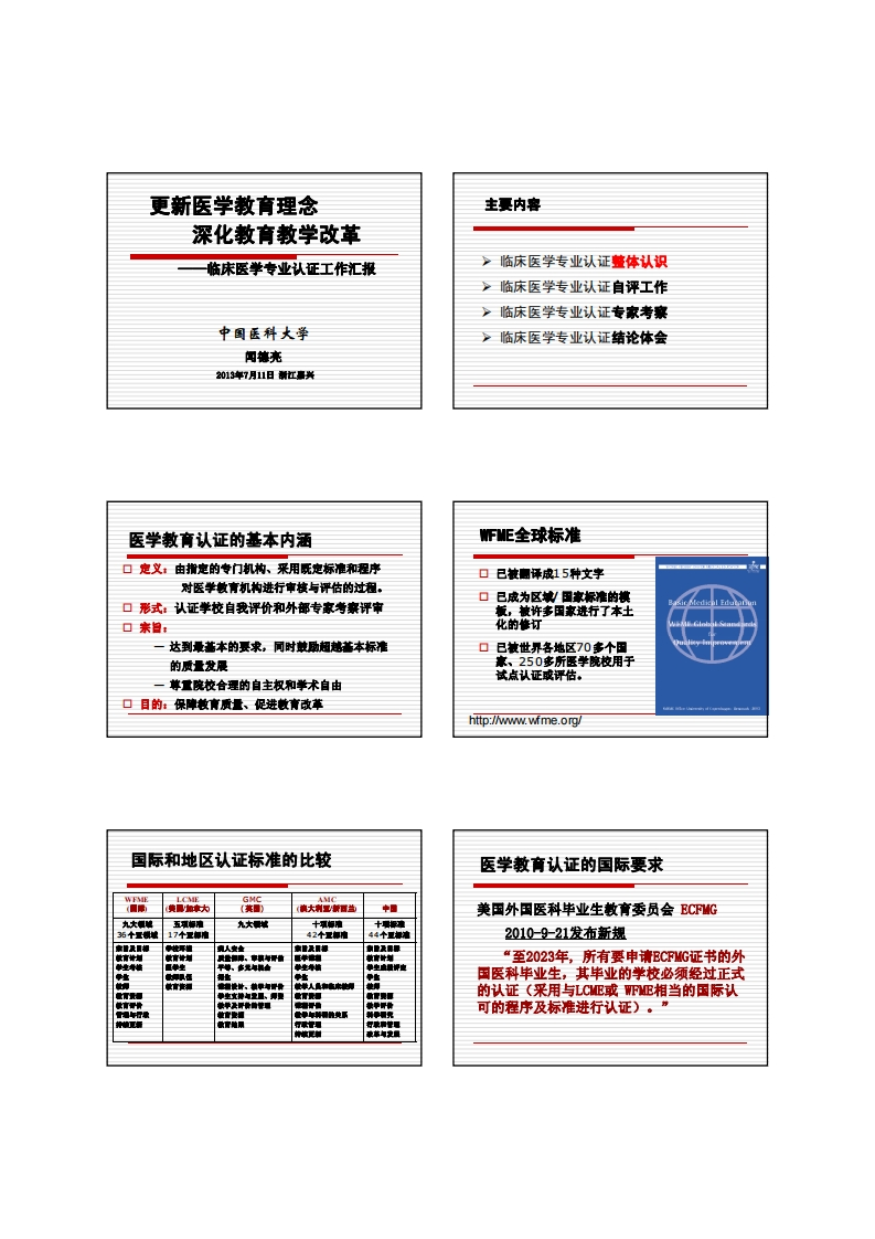 5闻德亮-中国医科大学认证交流材料(20130711)