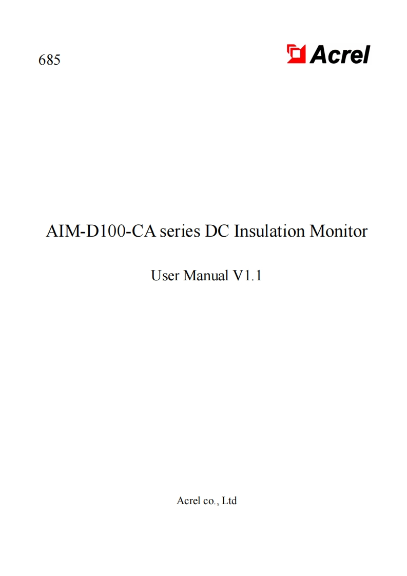 685AIM-D100-CAseriesInsulationMonitorUserManualV1.1(V2.2)