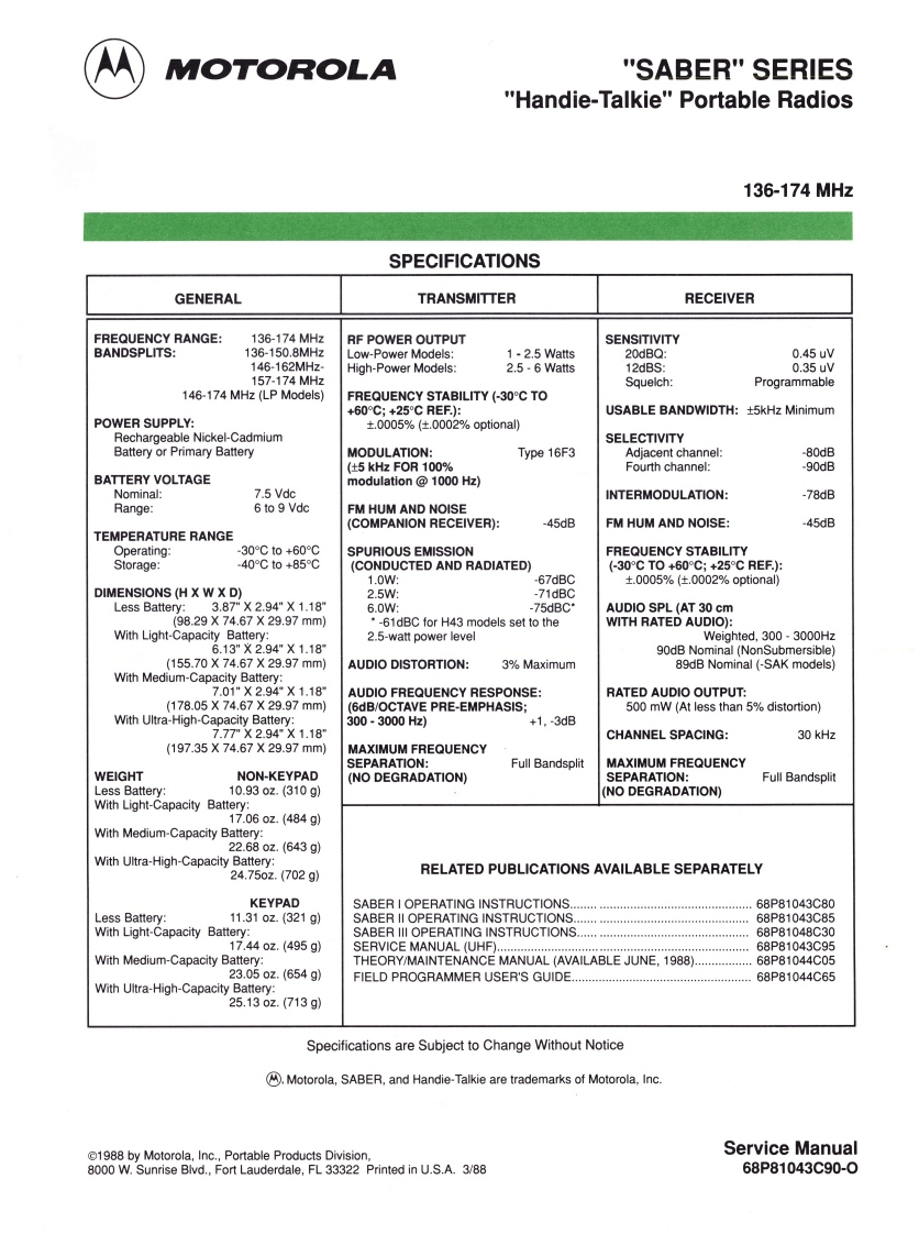 68P81043C90-O_SABER_SERIES_Handie-Talkie_Portable_Radios_136-174_MHz_Service_Manual维修维护手册新质力文库 - 聚焦新质生产力发展的数字化知识库_行业洞察 / 理论成果 / 实践指南免费下载新质力文库