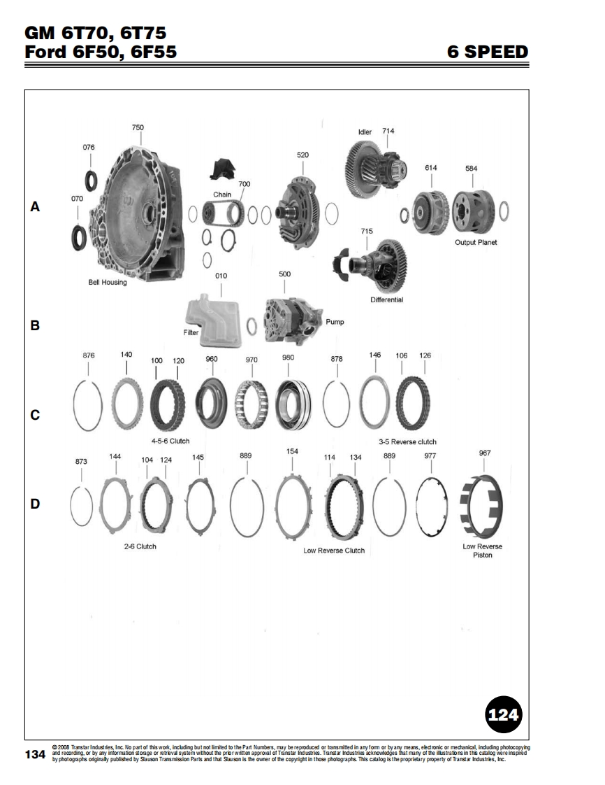 6T70变速箱零部件图册