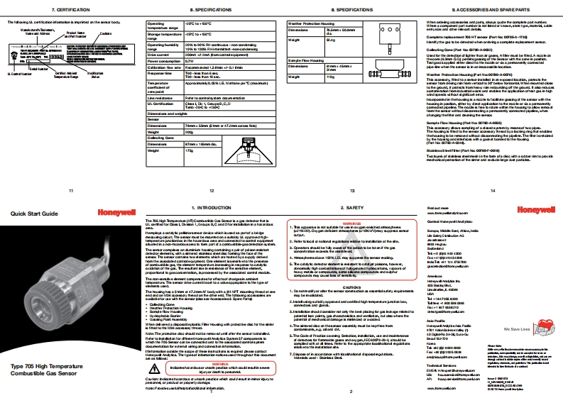 705HTCombustibleSensorQuickStartGuide使用说明书手册指南0625