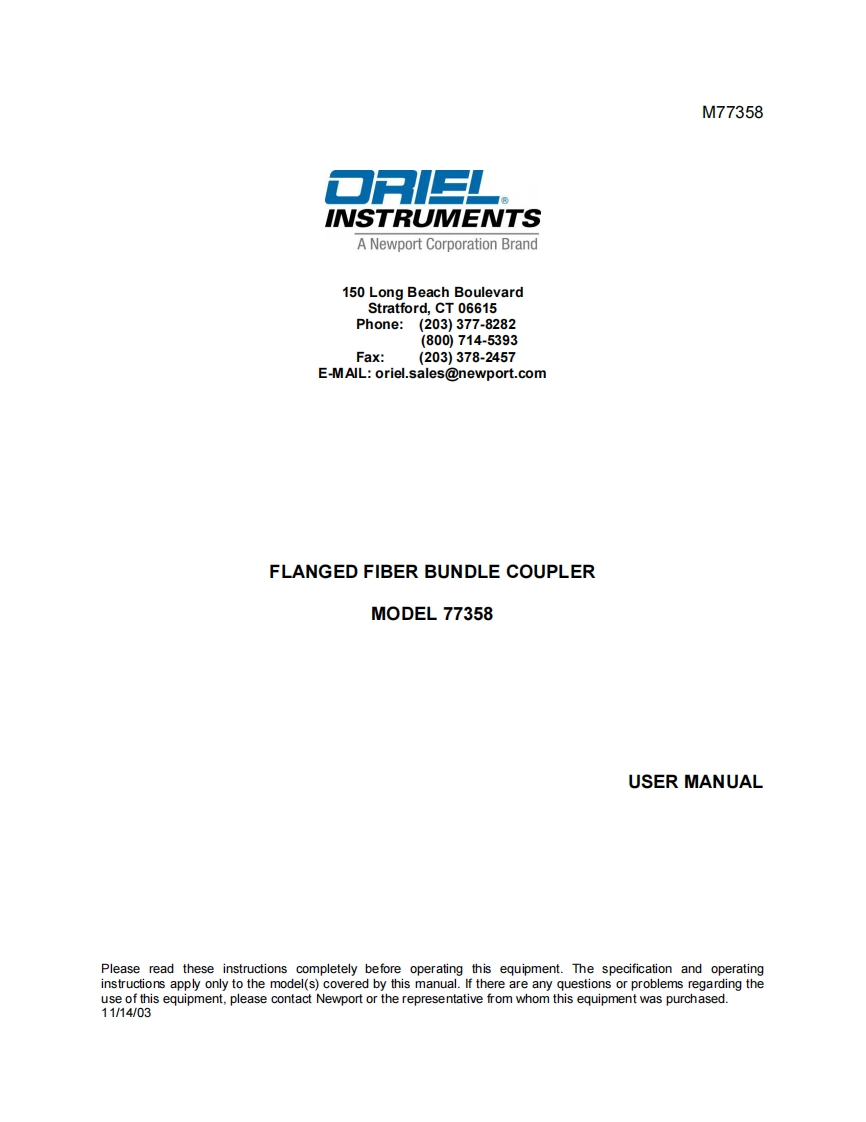 77358-Fiber-Bundle-Mount-操作说明书指南