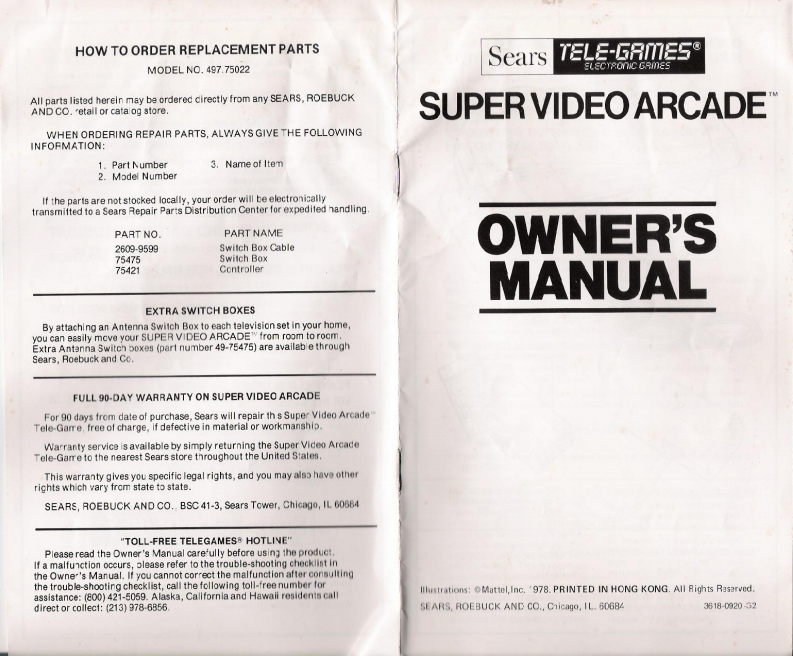 78_Sears_Tele-Games_Super_Video_Arcade_使用说明书手册