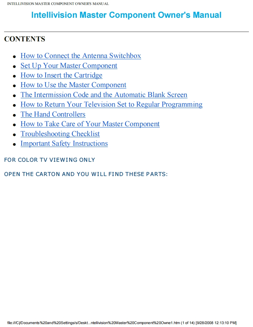 79_Mattel_Intellivision-使用说明书手册